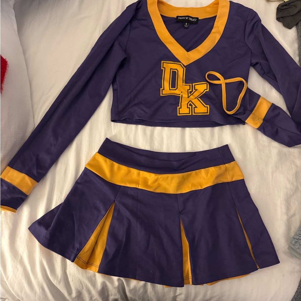 Purple and Gold Cheerleader Outfit